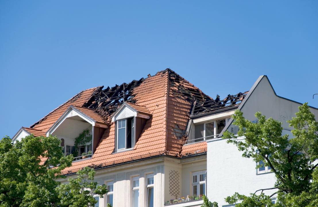 natural disaster restoration fire damage on roof